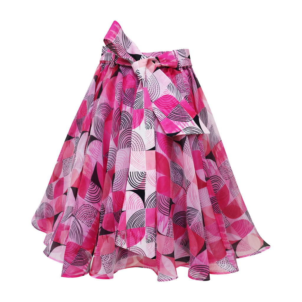Central Abstract Pink organza short skirt (7140246159383)