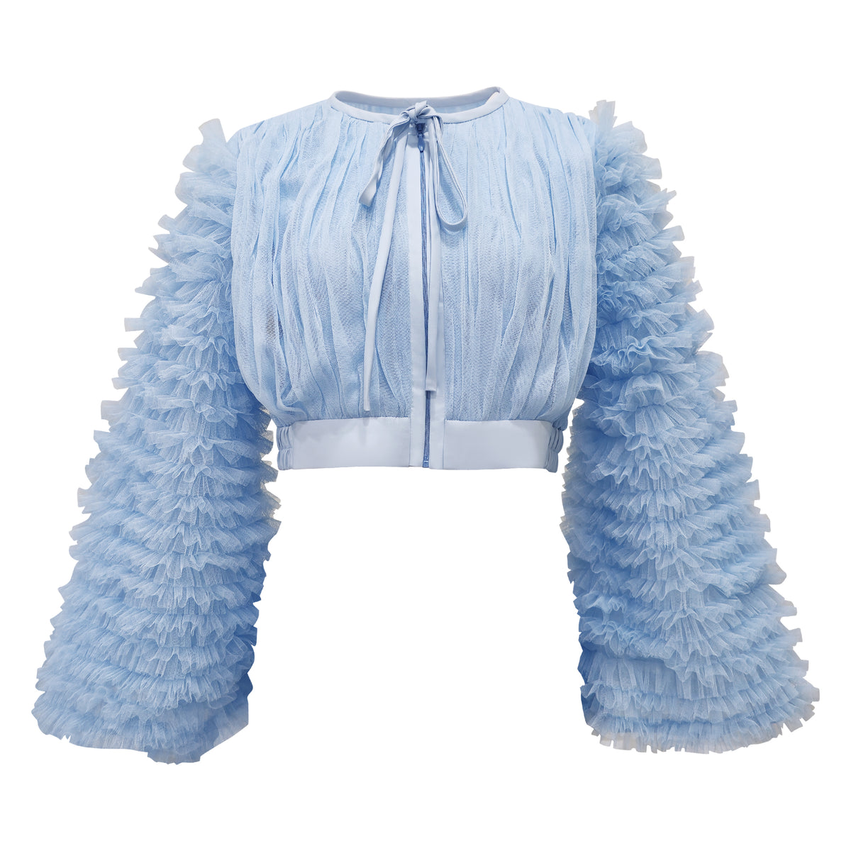 Royal Tulle Blue Cropped Top (7085445742615)