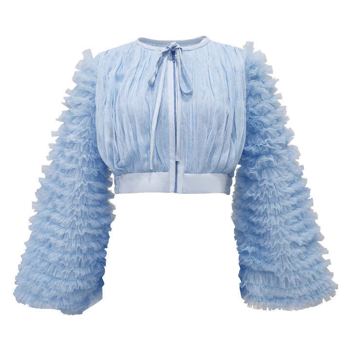 Royal Tulle Blue Cropped Top (7085445742615)