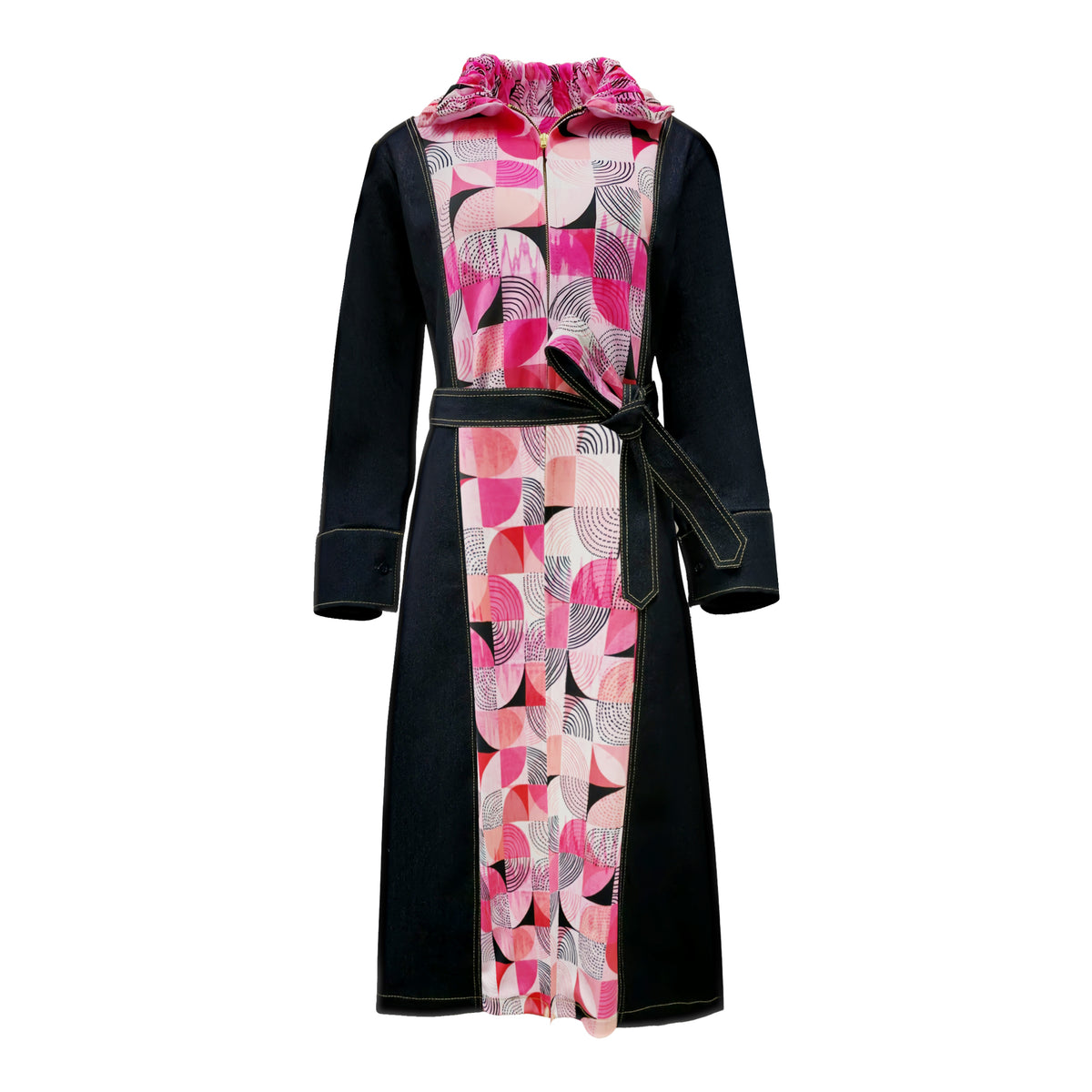 Central Abstract Pink Gangsta denim Jacket (7157907554327)