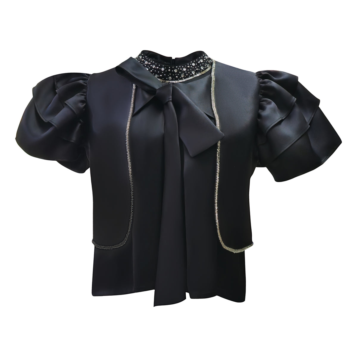 Central Park Black Twin set top with sequince (7192455053335)