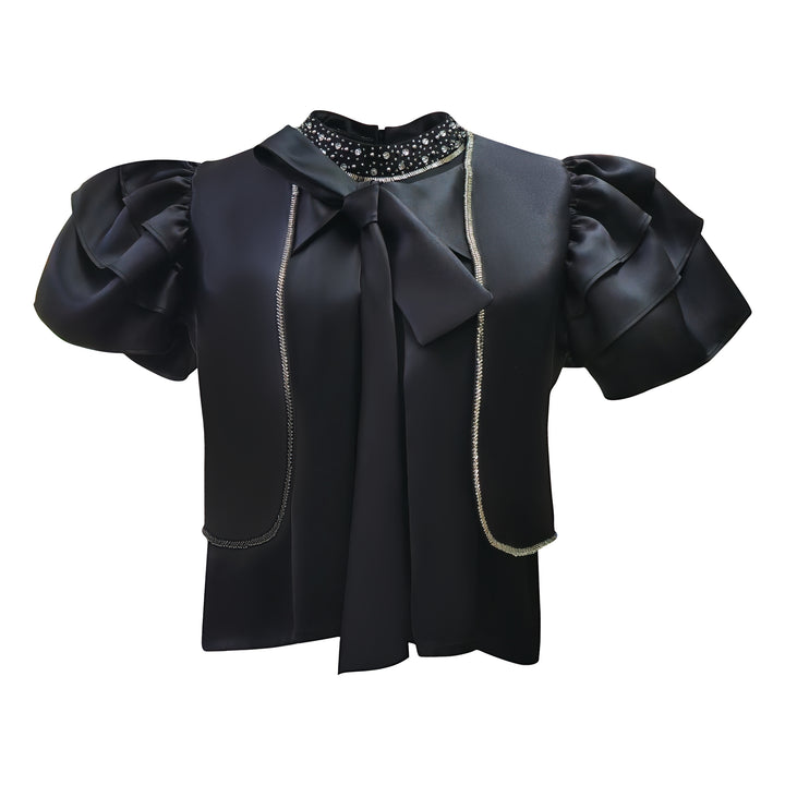 Central Park Black Twin set top with sequince (7192455053335)