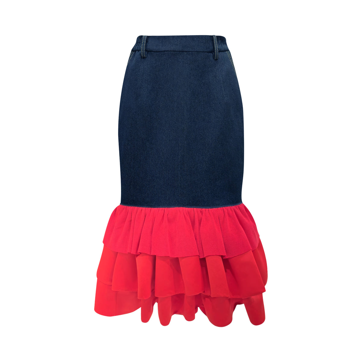 Denim Carrie Skirt With Red Harmony (6785443495959)