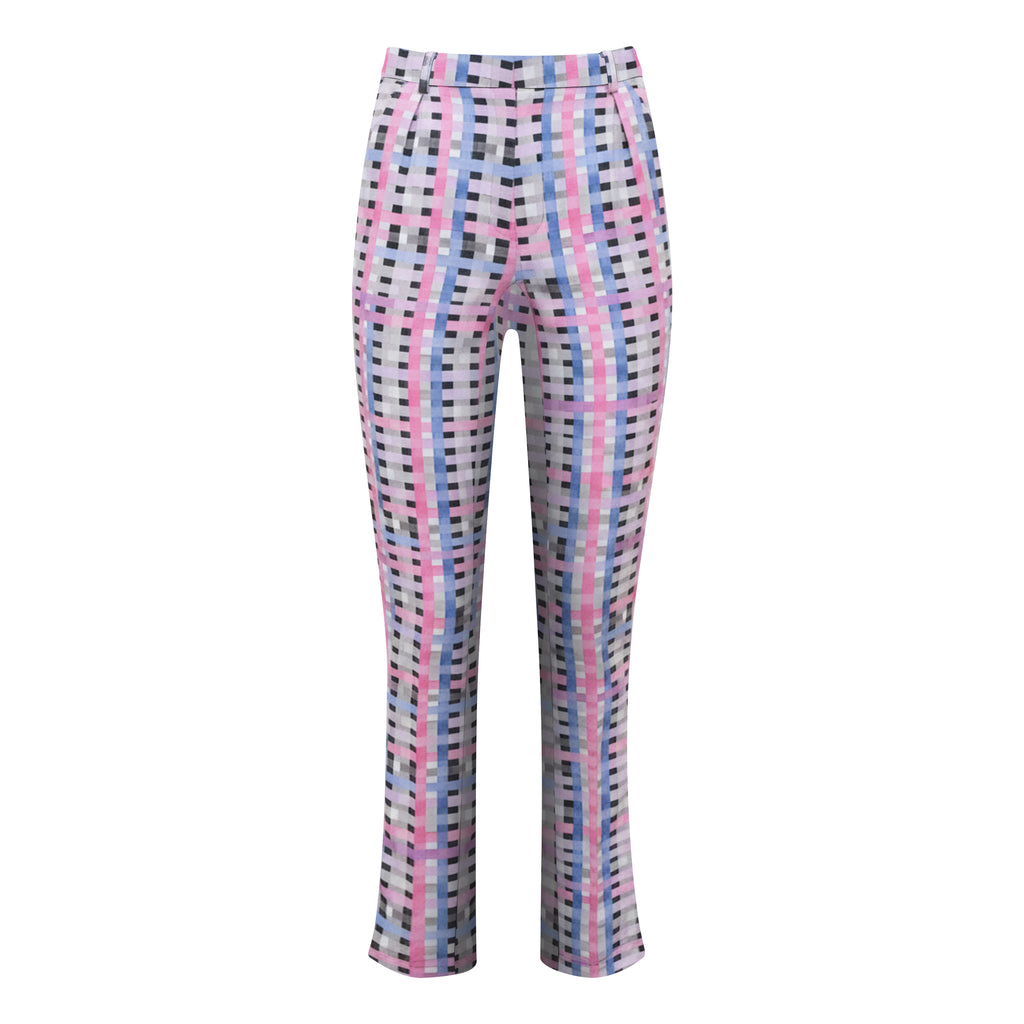 Becoming Gingham Grey Pink pencil pant f/p