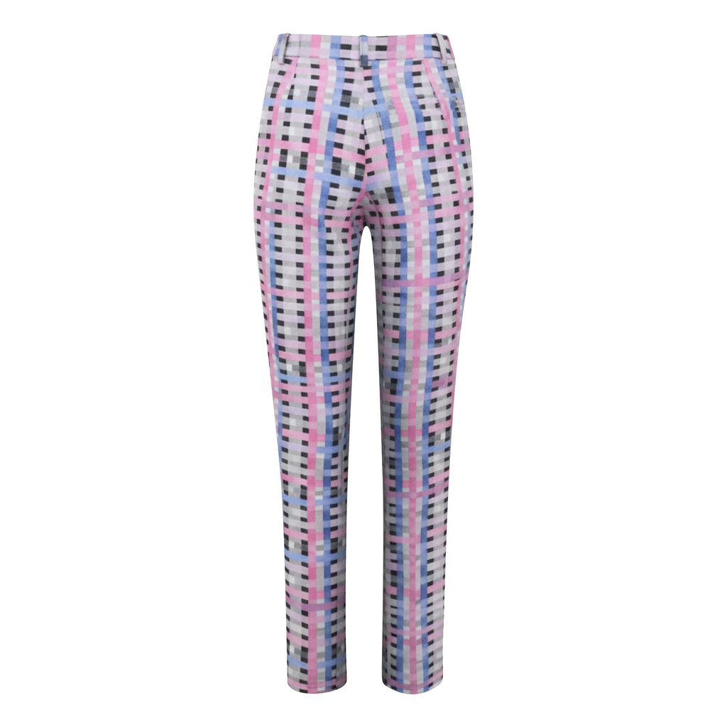 Becoming Gingham Grey Pink pencil pant f/p