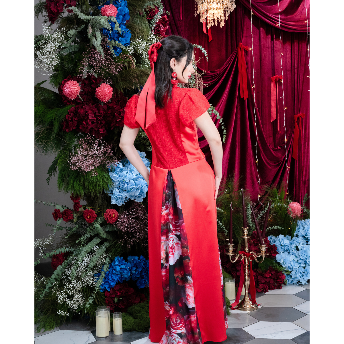 Becoming Night Rose Red Dress with Sequince - 2MADISONAVENUE.COM