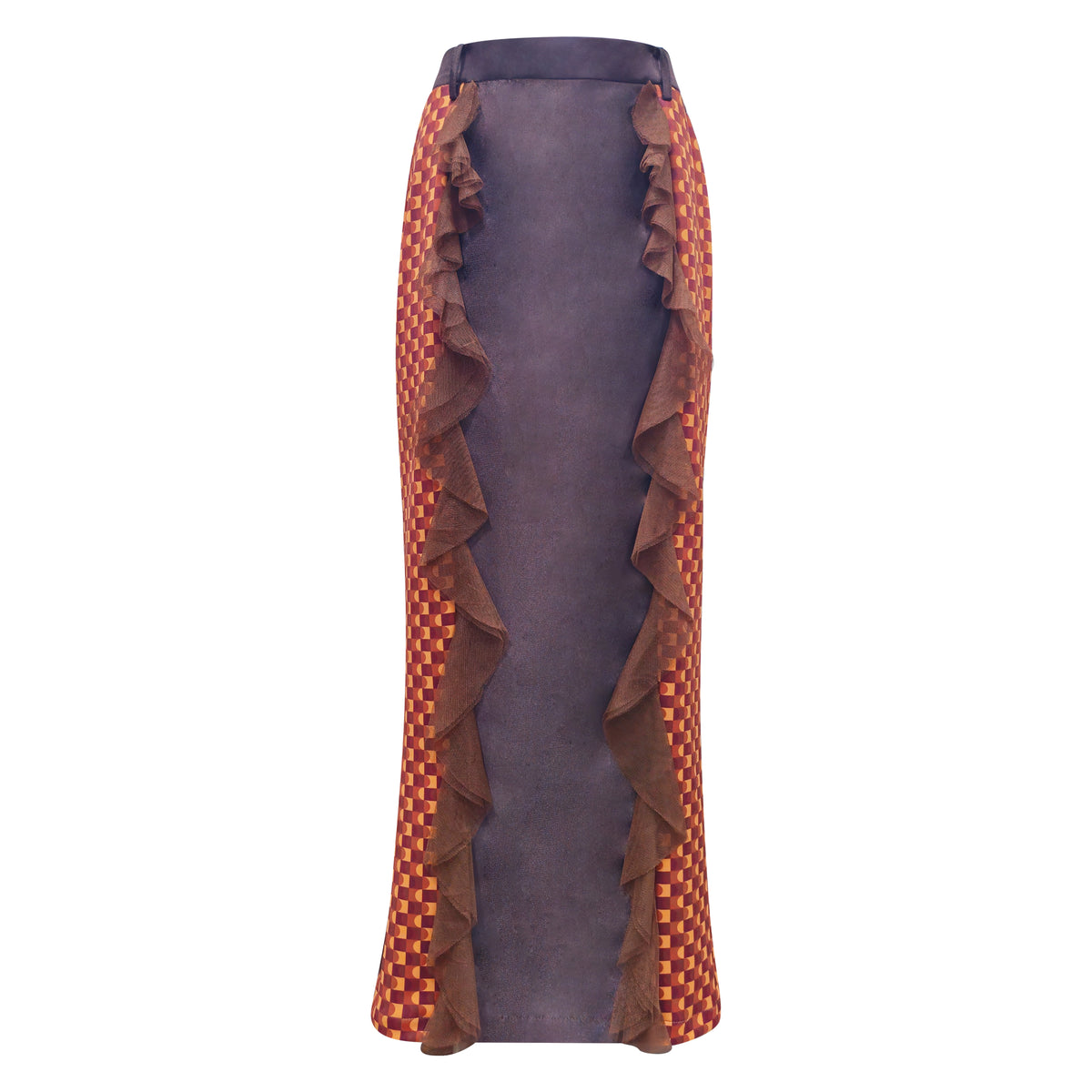BonitaGO Brown pencil long skirt with tulle - 2MADISONAVENUE.COM