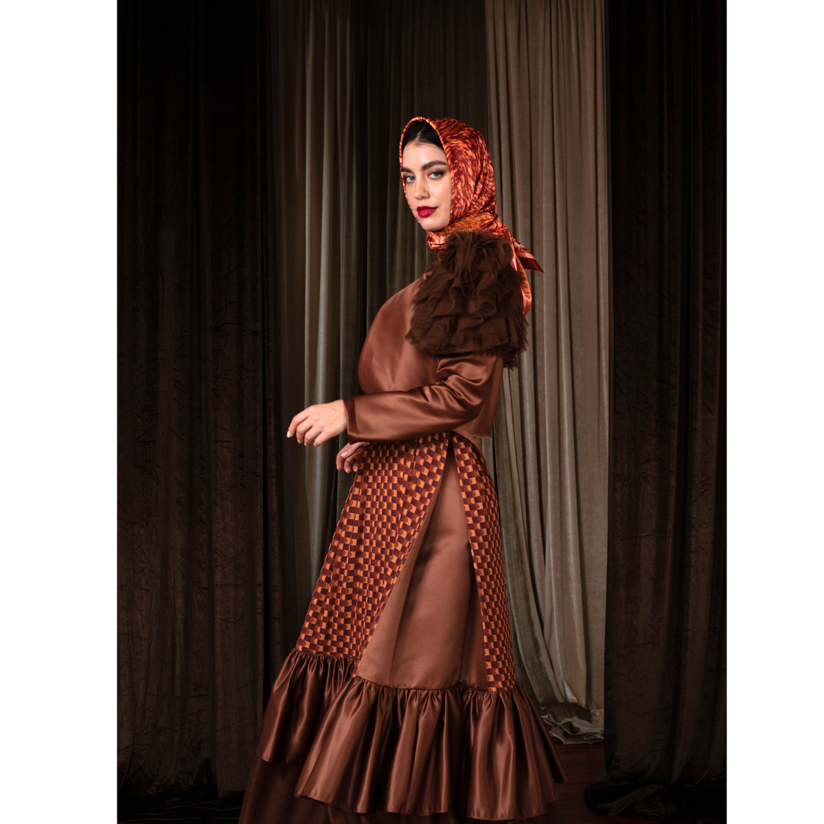BonitaGo Brown new hasna twin set dress - 2MADISONAVENUE.COM