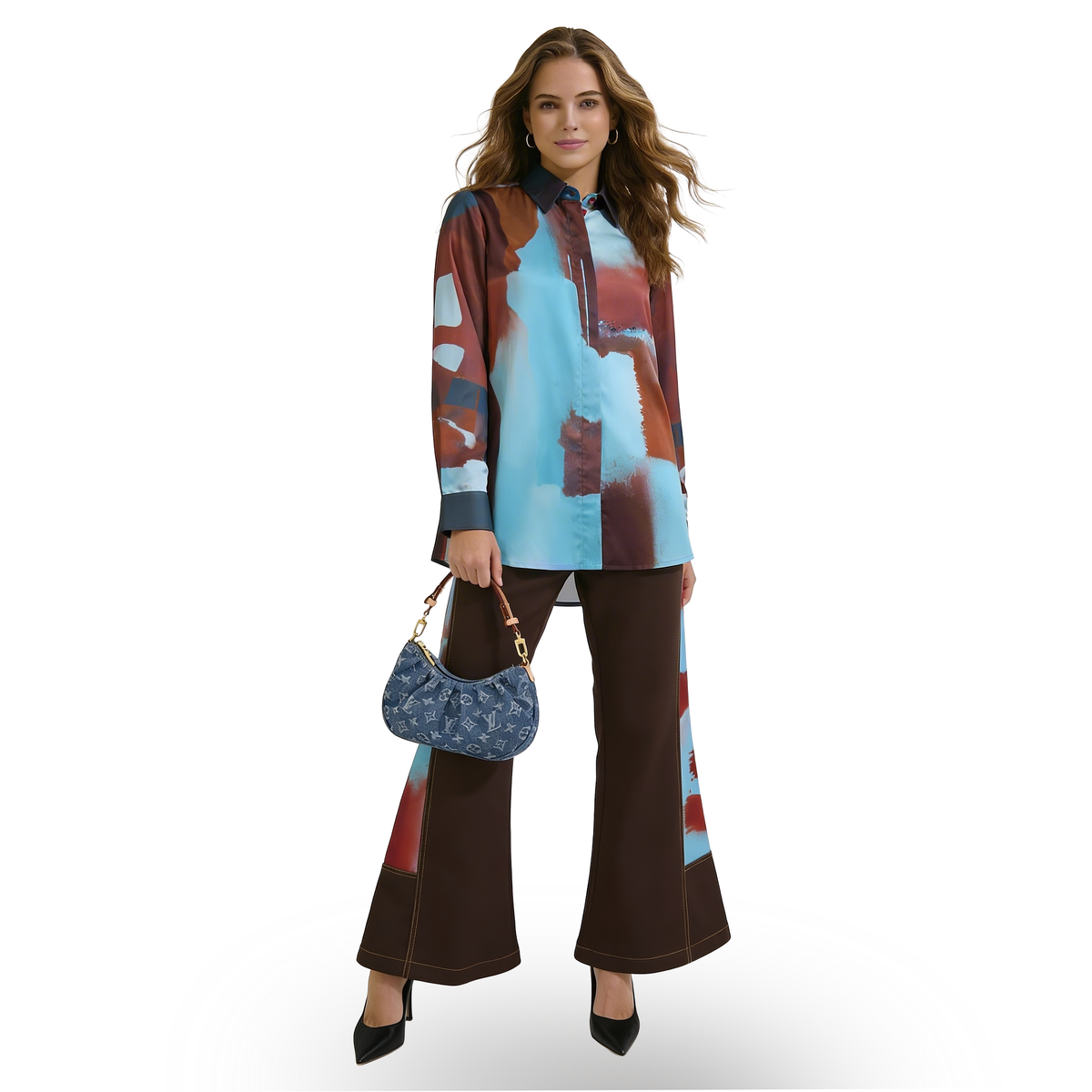 Bonita AP Brown loose shirt F/P - 2MADISONAVENUE.COM
