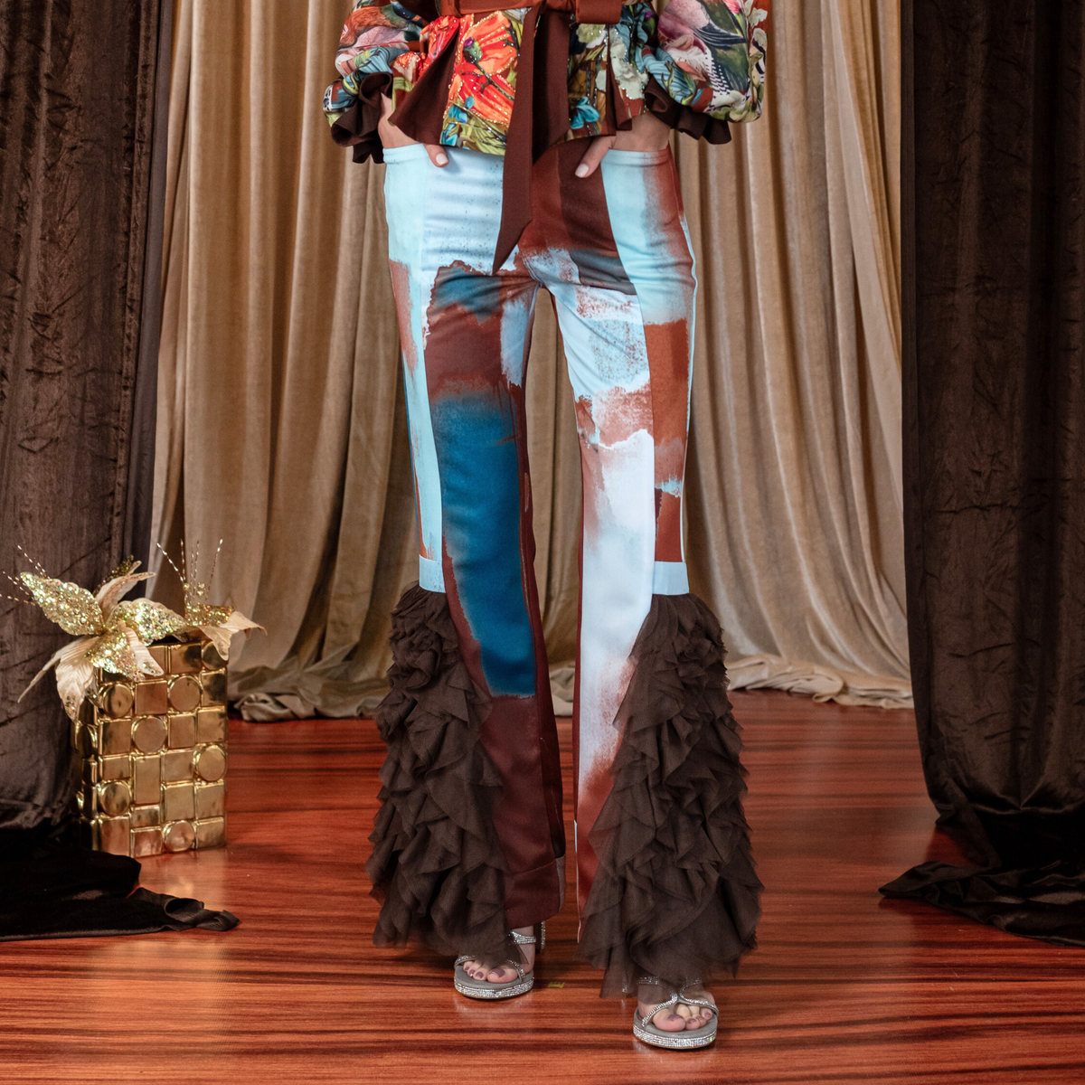 Bonita AP Brown Lydia Pant F/P with tulle - 2MADISONAVENUE.COM