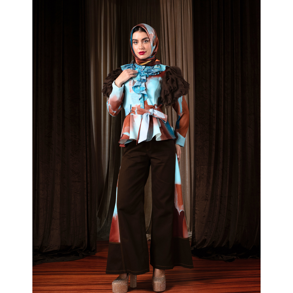Bonita AP Brown cullote denim pant - 2MADISONAVENUE.COM
