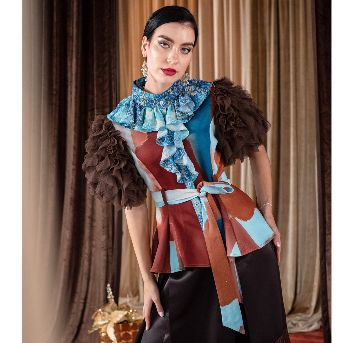 Bonita AP Brown new agnes tulle top - 2MADISONAVENUE.COM