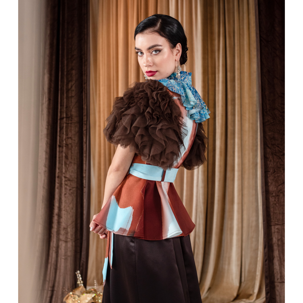 Bonita AP Brown new agnes tulle top - 2MADISONAVENUE.COM