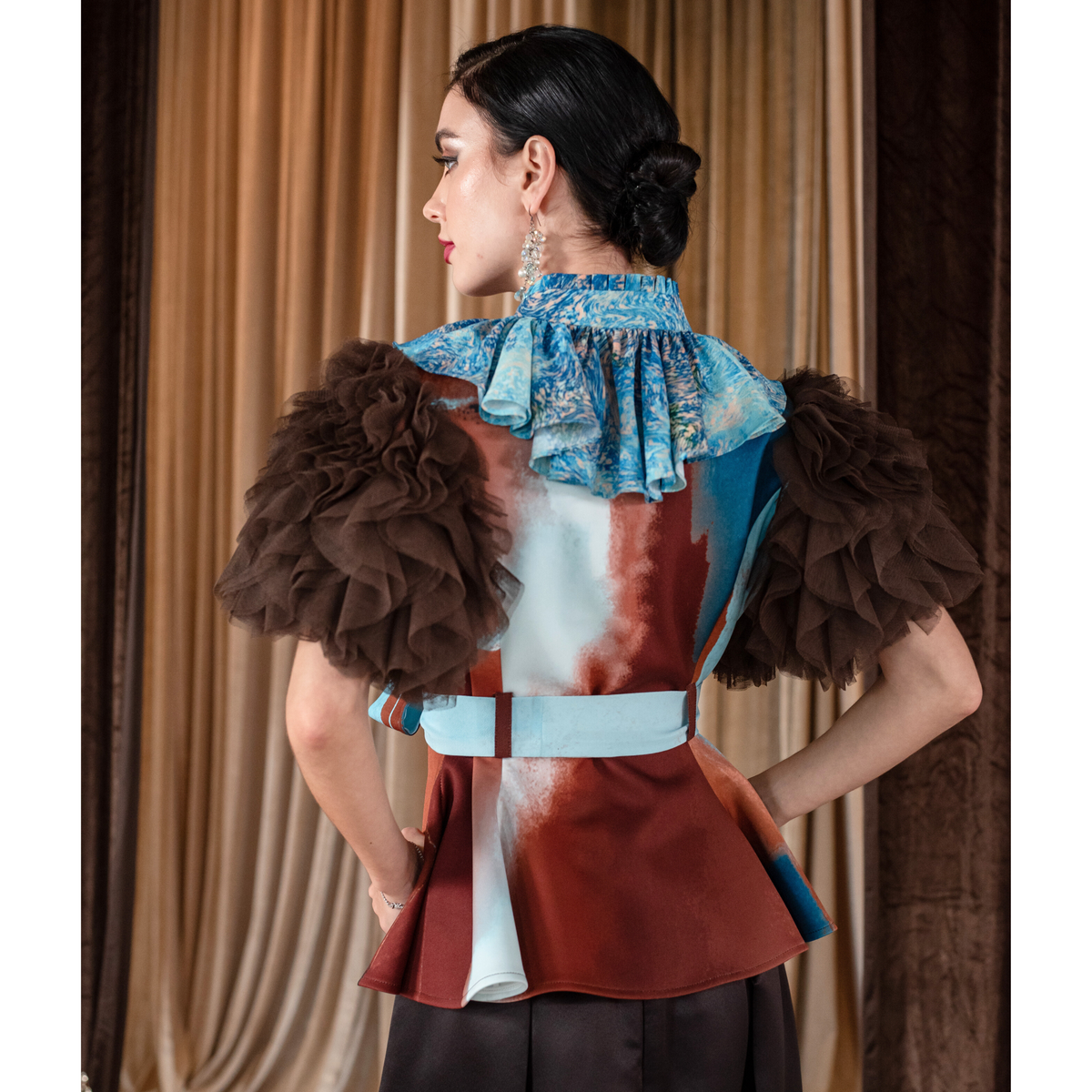 Bonita AP Brown new agnes tulle top - 2MADISONAVENUE.COM