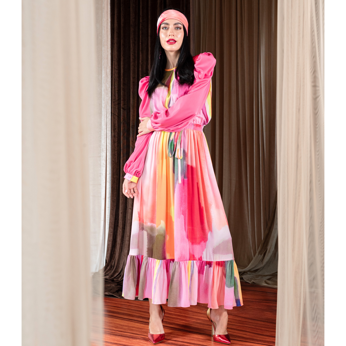 Bonita AP Pink adela pink long dress - 2MADISONAVENUE.COM