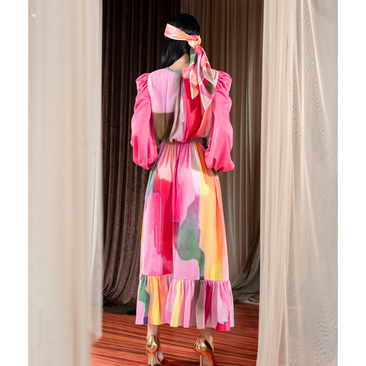 Bonita AP Pink adela pink long dress - 2MADISONAVENUE.COM