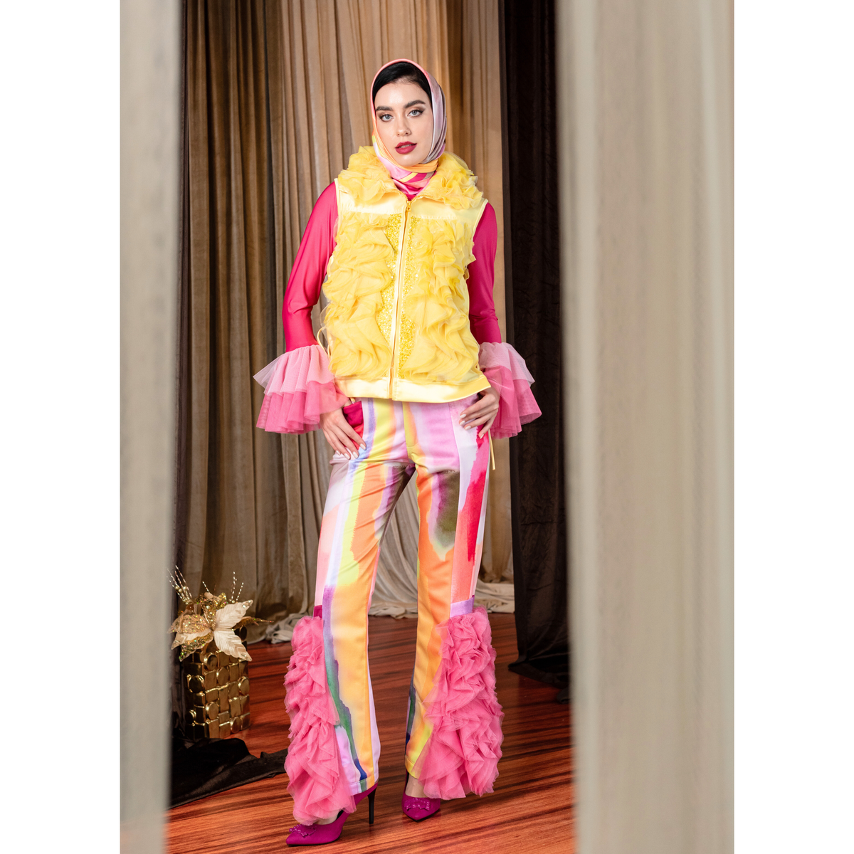 Bonita AP Pink lydia pant with tulle f/p - 2MADISONAVENUE.COM