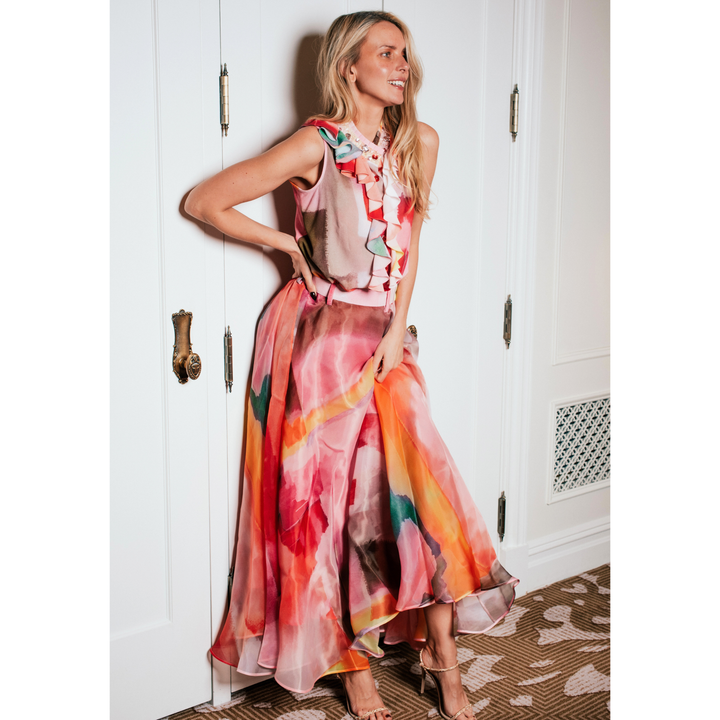 Bonita AP Pink organza long skirt - 2MADISONAVENUE.COM