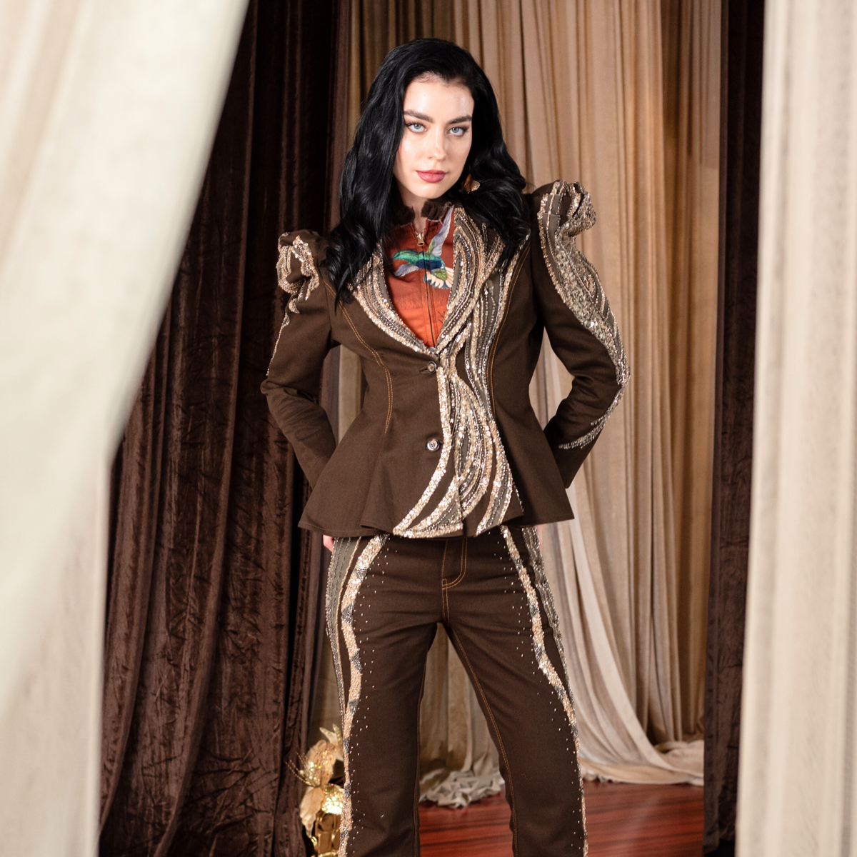 Bonita Signature Denim samantha blazer with sequin - 2MADISONAVENUE.COM