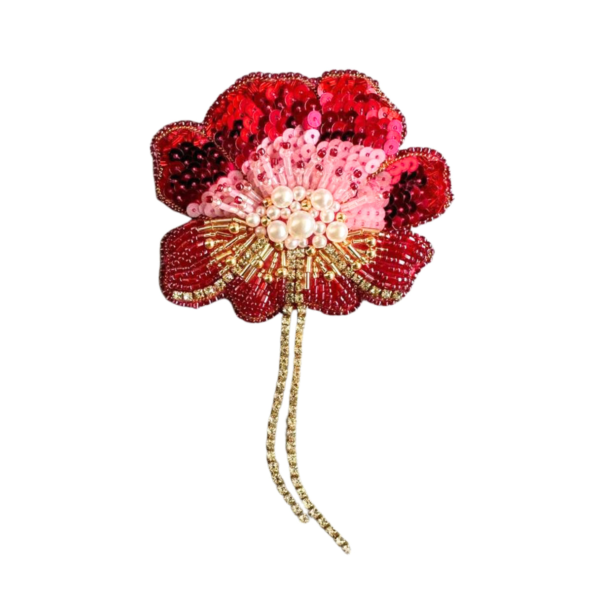 Camellia Noir Brooch - Red