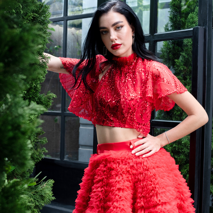 Signature Red lace bolero - 2MADISONAVENUE.COM
