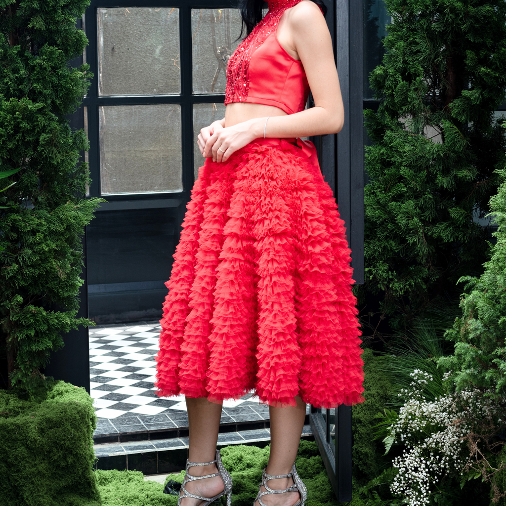Central Celebration English Tulle Medium Red Skirt