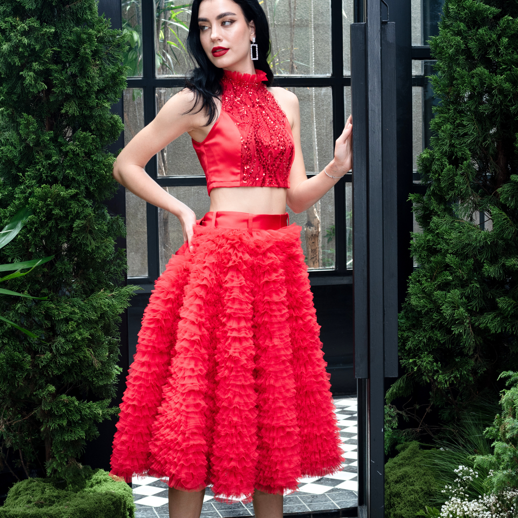 Central Celebration English Tulle Medium Red Skirt