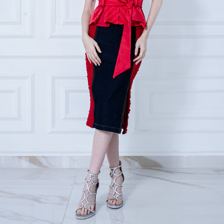 Central Celebration denim gangsta red skirt (7285561131031)
