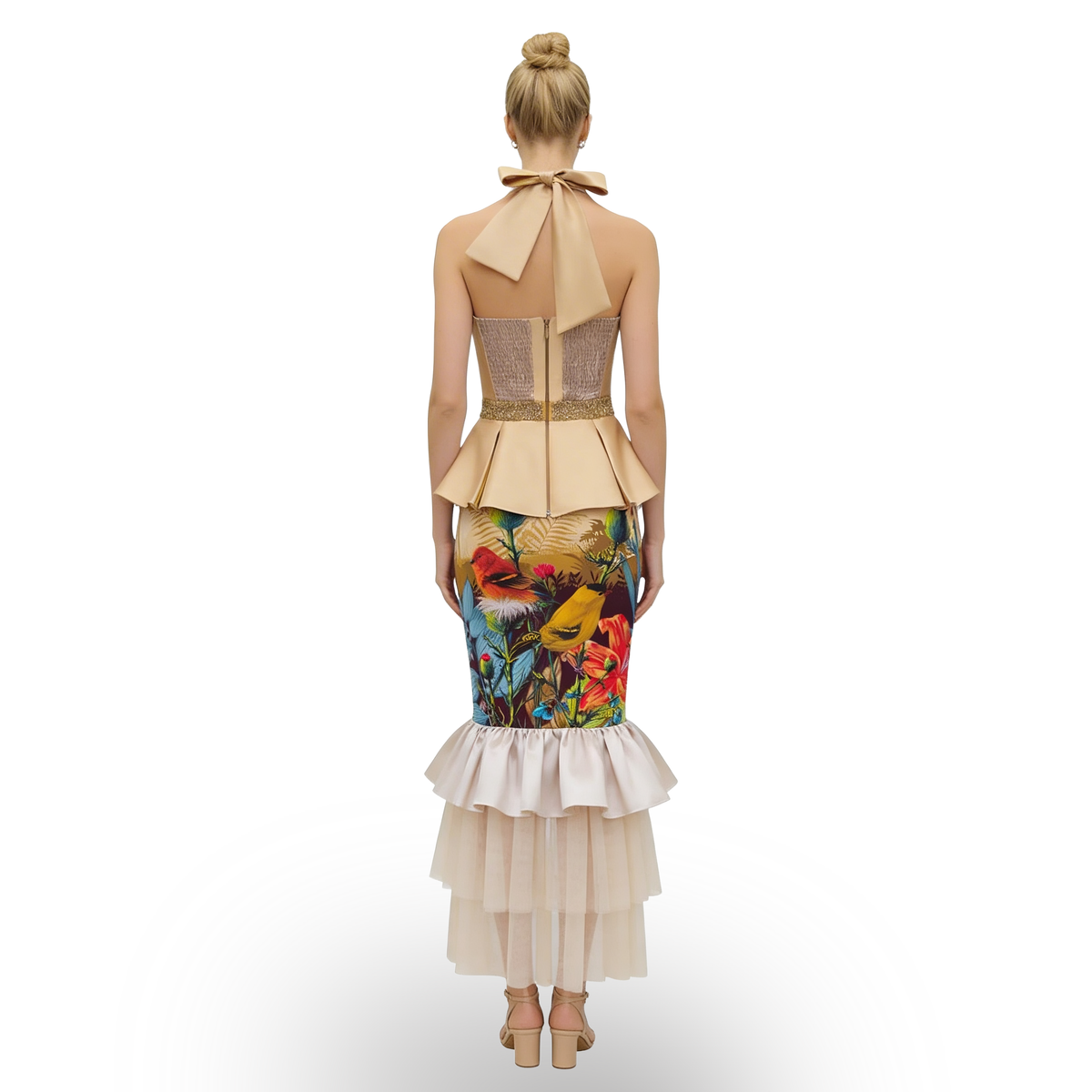 Central Park Beige Gold carrie long skirt - 2MADISONAVENUE.COM