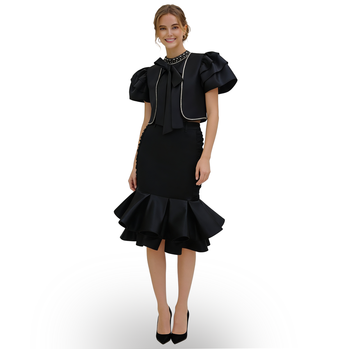 Central Park Black Twin set top with sequin - 2MADISONAVENUE.COM