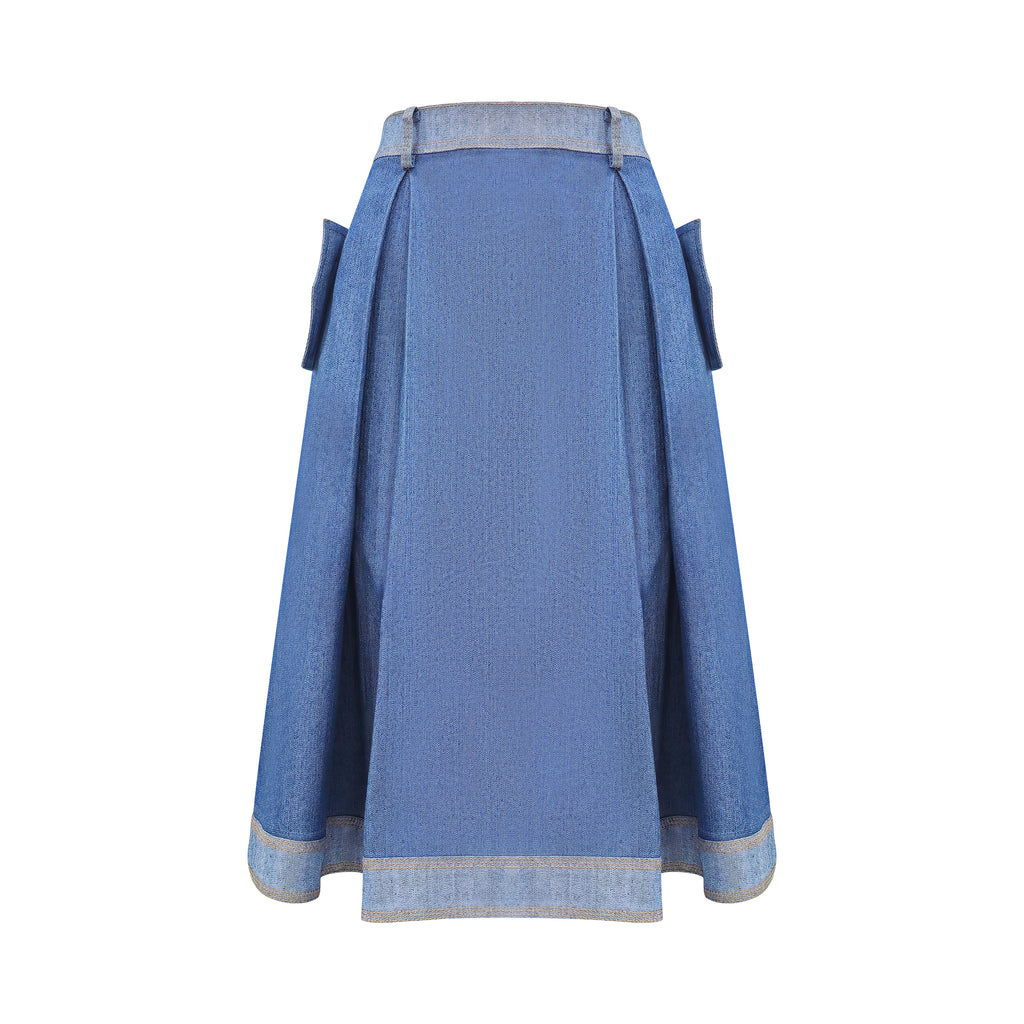Signature light denim fancy medium ball skirt (7891163774999)