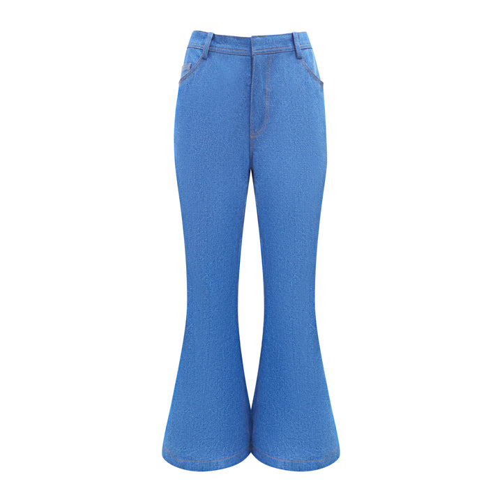 Signature Denim Light Blue bell bottom pant with chambray (7772536963095)