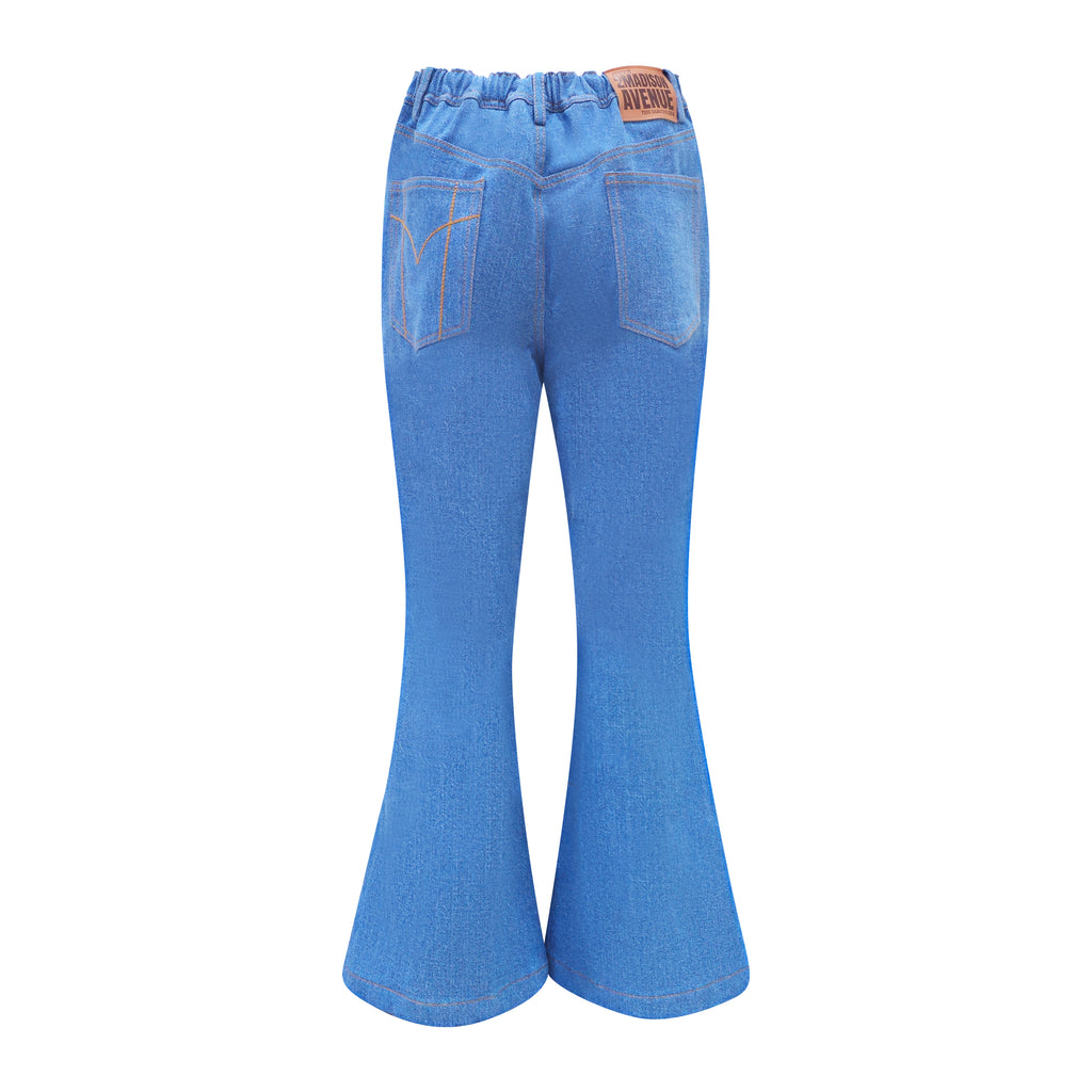 Signature Denim Light Blue bell bottom pant with chambray (7772536963095)