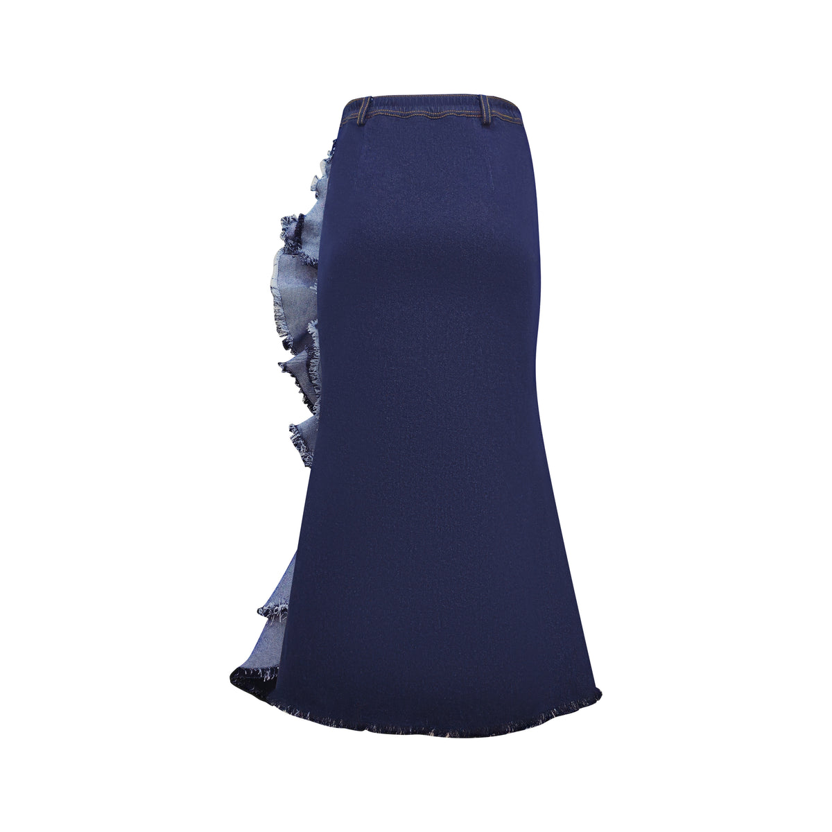 Timeless Pieces signature denim kahlo skirt with chambray (7666221645847)