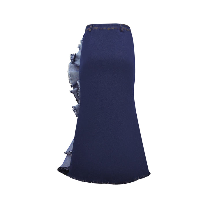 Timeless Pieces signature denim kahlo skirt with chambray (7666221645847)