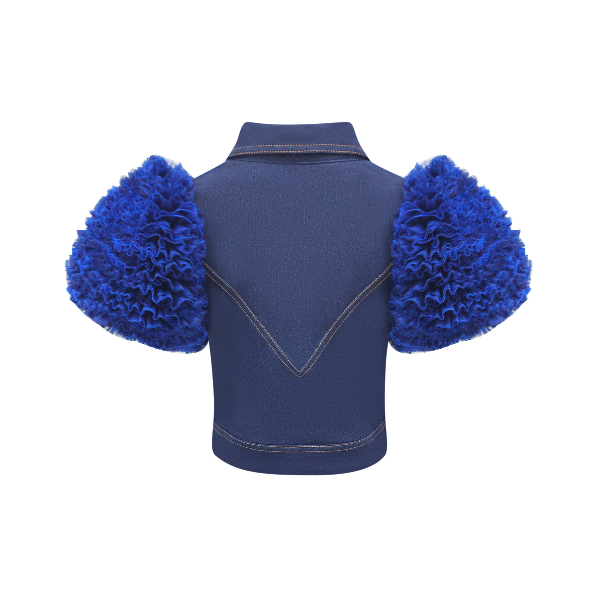 Timeless Pieces Glam Denim Tulle navy Top with sequin (7665964908567)
