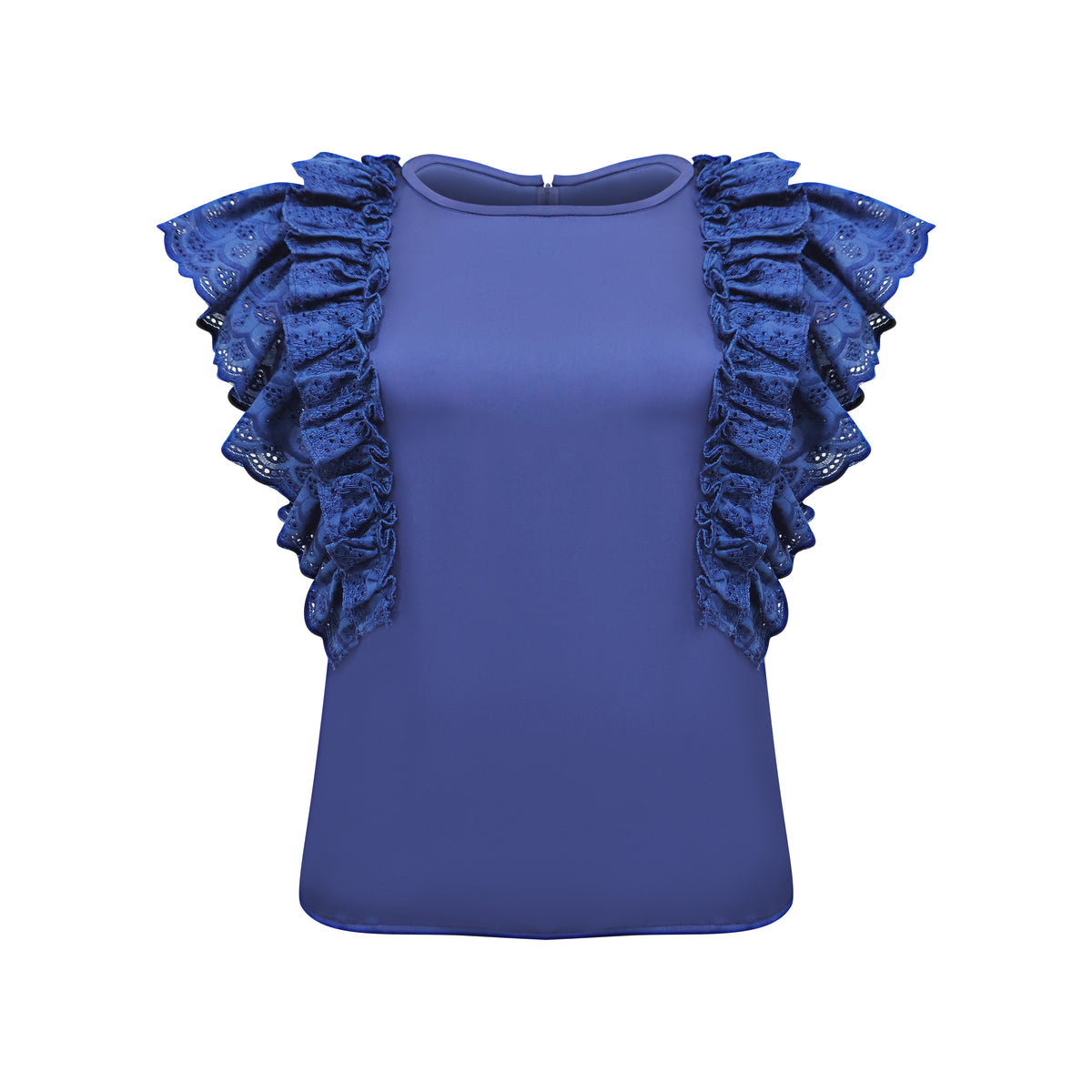 Timeless Pieces basic ruffle navy top (7665906778135)