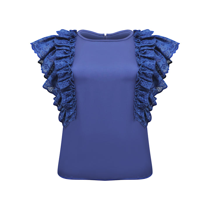 Timeless Pieces basic ruffle navy top (7665906778135)