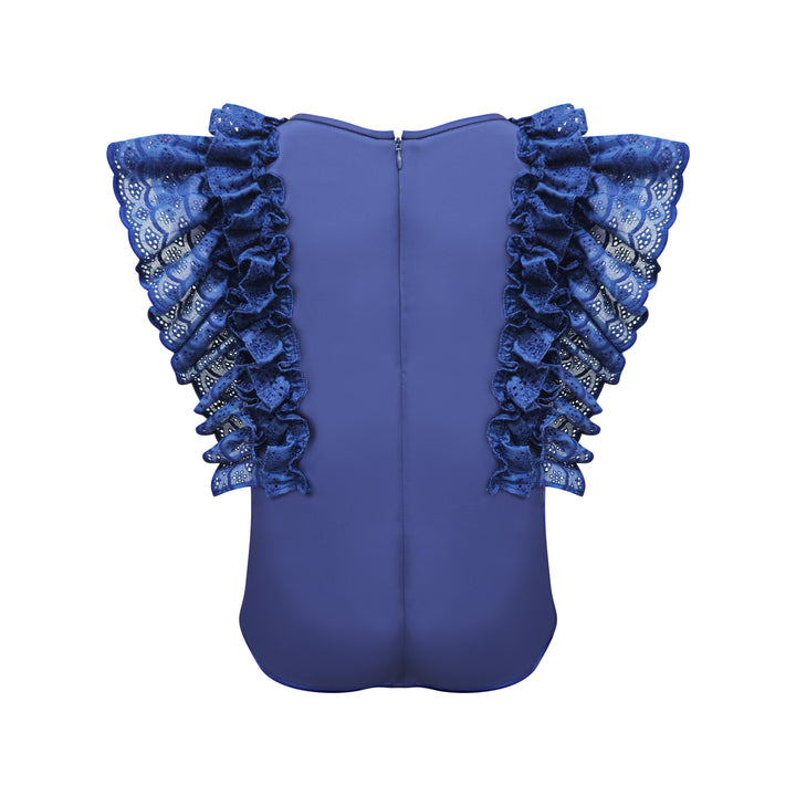 Timeless Pieces basic ruffle navy top (7665906778135)