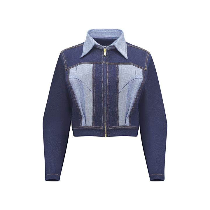 Timeless Pieces signature cropped denim jacket with chambray (7666085625879)