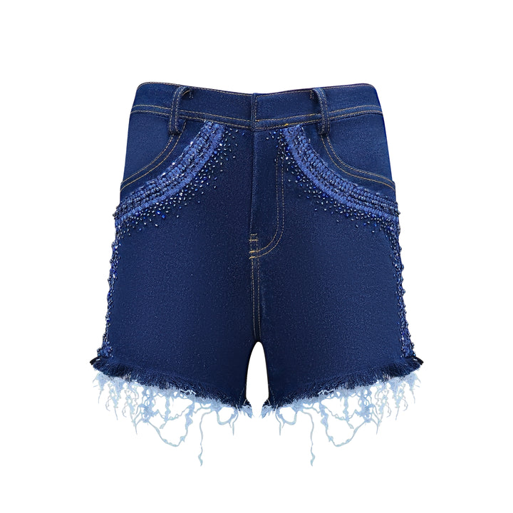 Signature Denim short pant with sequince (7666195726359)