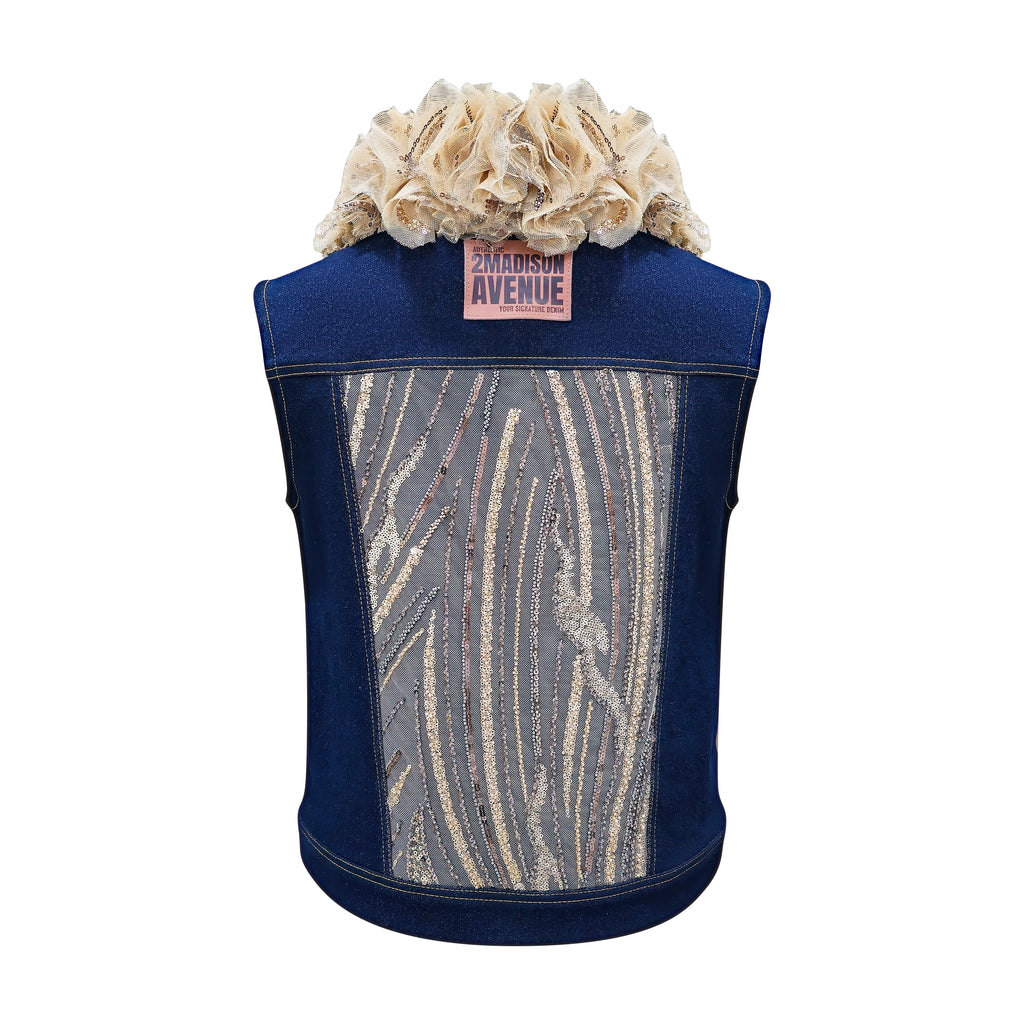 Timeless Pieces denim fancy vest in gold lace (7682023325719)