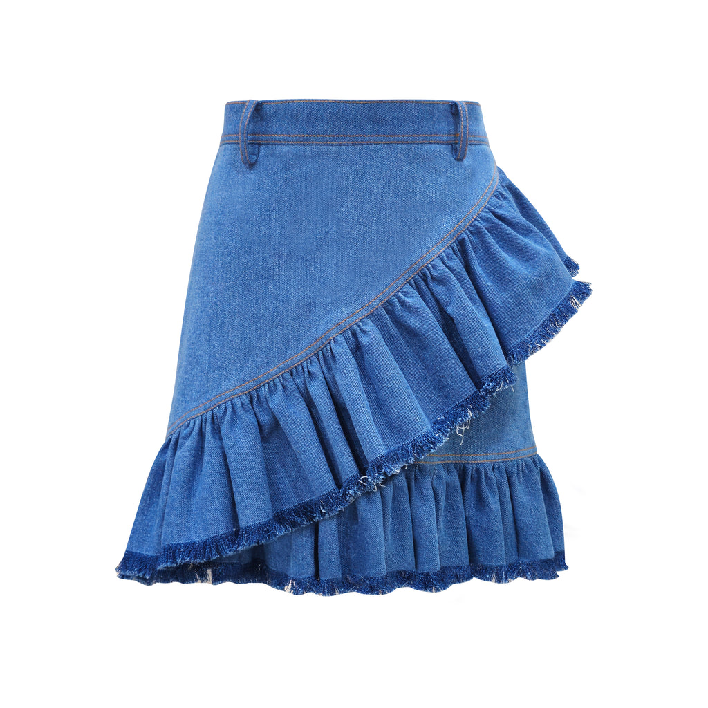 Signature Denim Light Blue kahlo mini skirt (7766377594903)