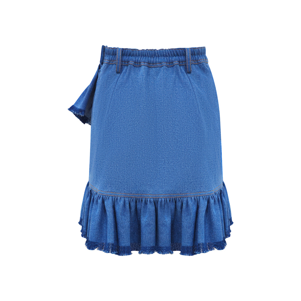 Signature Denim Light Blue kahlo mini skirt (7766377594903)