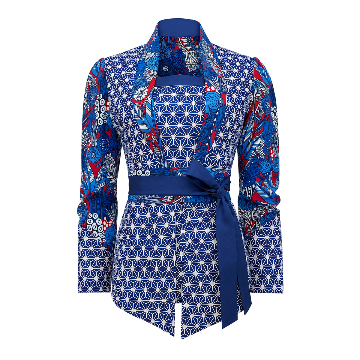 Kebaya encim blue batik set top - 2MADISONAVENUE.COM