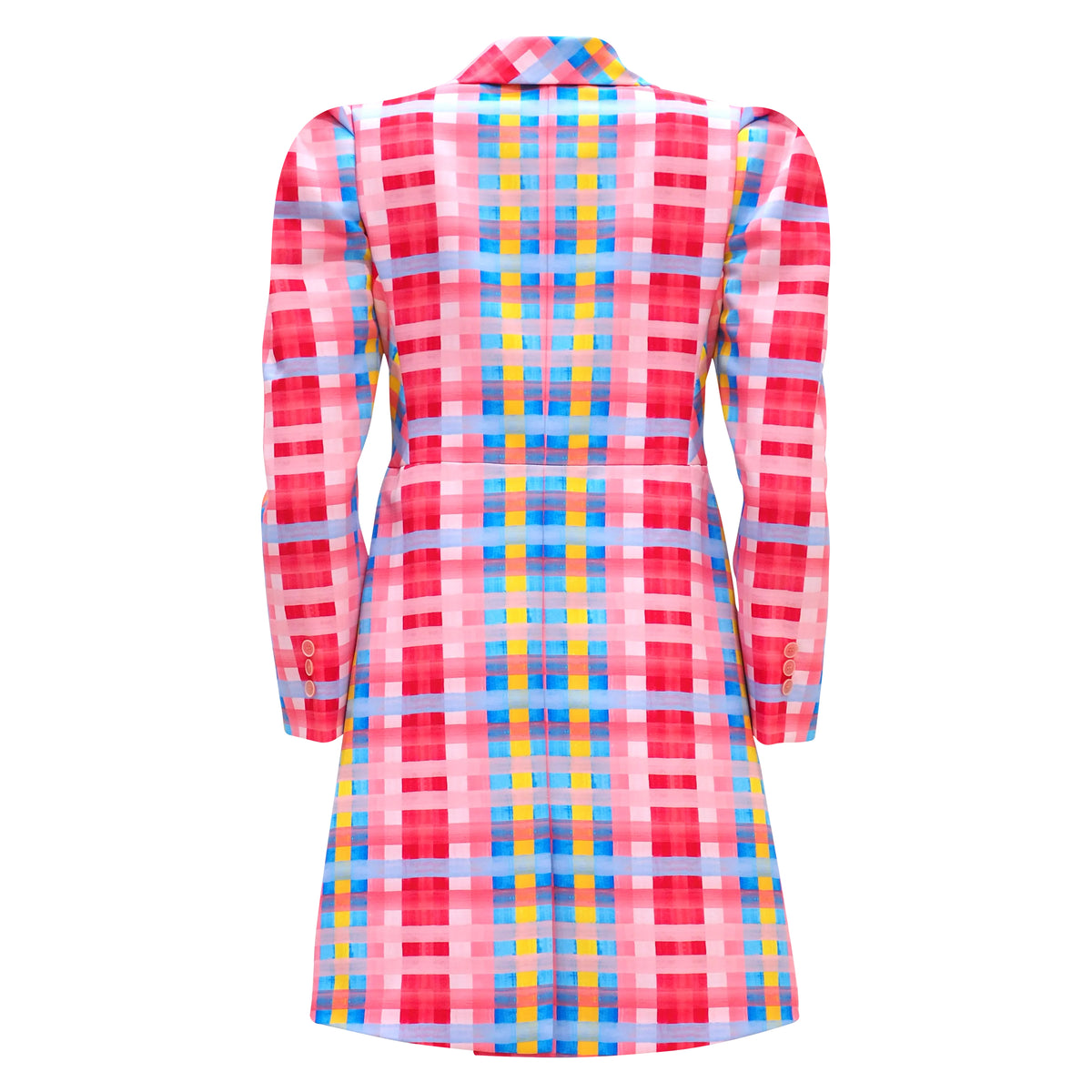 Curvy Gingham Passion Signature Mid-Length Blazer - 2MADISONAVENUE.COM