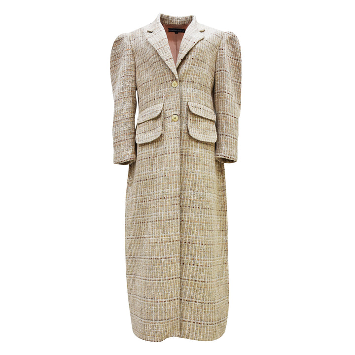 Signature Cream Wool Long Blazer - 2MADISONAVENUE.COM