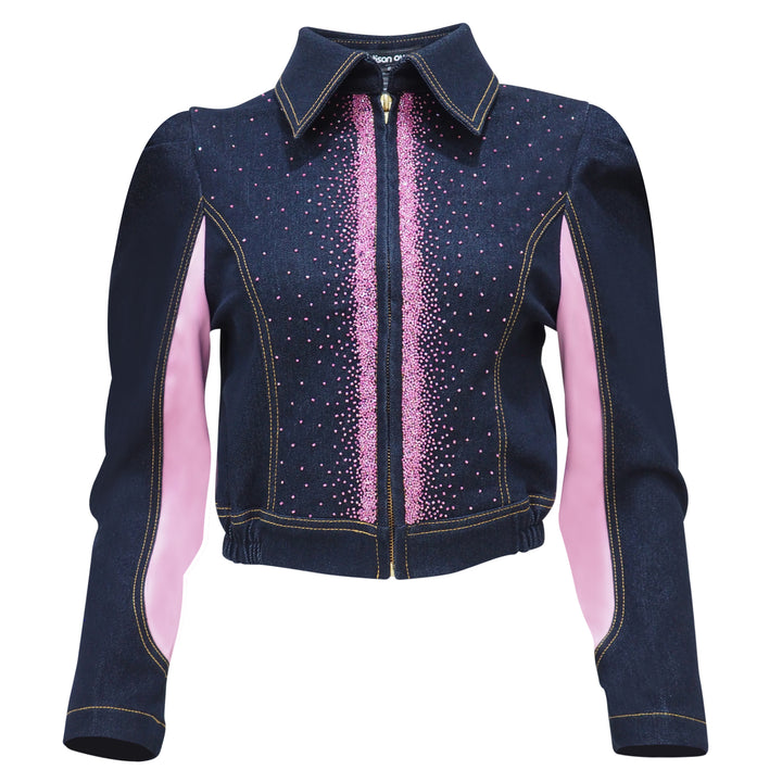 Agnez Cropped Blazer Denim Top - 2MADISONAVENUE.COM