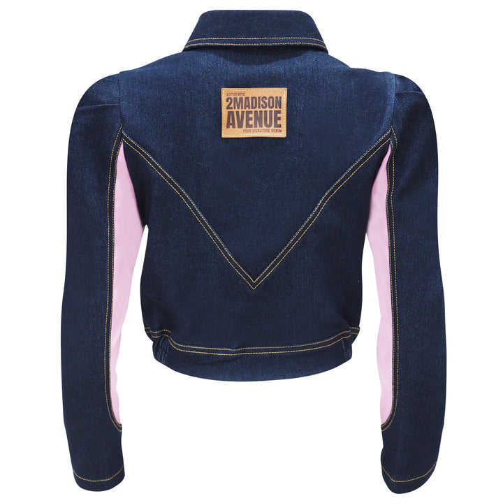 Agnez Cropped Blazer Denim Top - 2MADISONAVENUE.COM