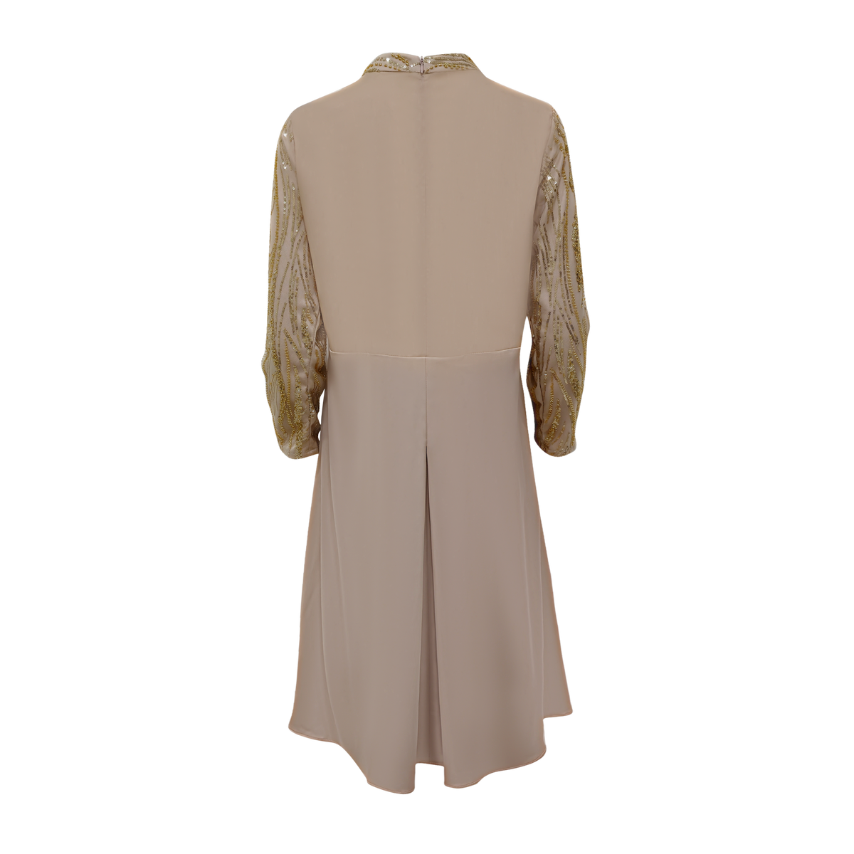 Mi Vida Signature Gold irana long dress with lace sleeve (7483148533783)